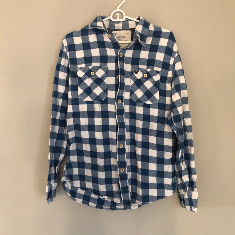 American Eagle Blue check plaid shirt
